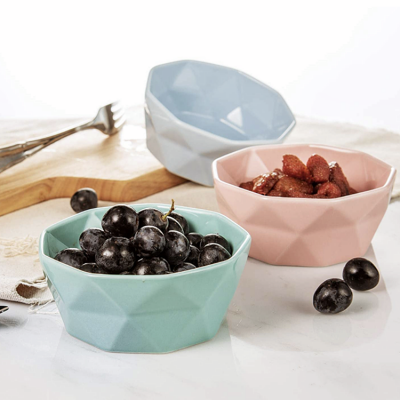 Customized Nordic style multi-color glazed matte irregular ceramic cereal pudding milk bowl