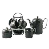 High performance color glaze home goods cup and saucer afternoon porcelain tea set with metal rack