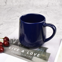 Wholesale cheap office personal tea cup blue glazed matte porcelain milk coffee breakfast mug